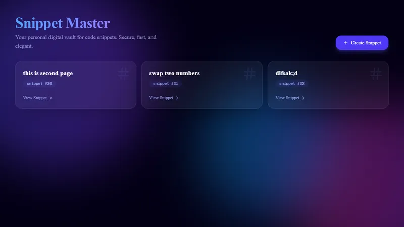 Snippet Master: code snippet manager, home screen